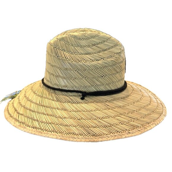 Panama Jack Rush Straw Lifeguard Sun Hat 4" Bound Big Brim Chin Cord Sz Lg NWT - Picture 3 of 10